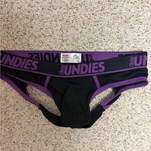 Men's Black Jockstrap with Purple Trim